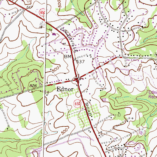 Topographic Map of Ednor, MD