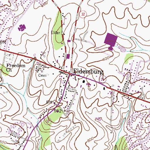 Topographic Map of Eldersburg, MD