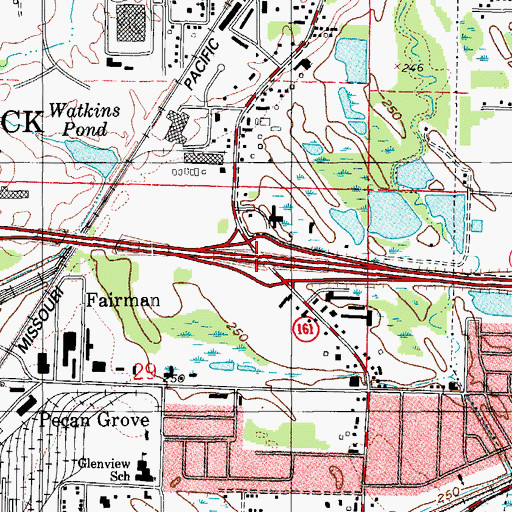 Topographic Map of Interchange 157, AR