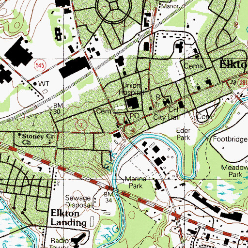 Topographic Map of Elkton, MD