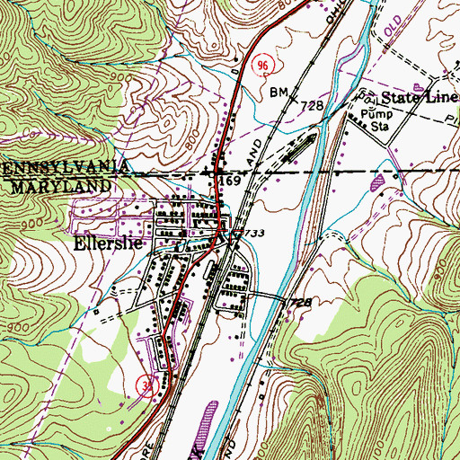 Topographic Map of Ellerslie, MD