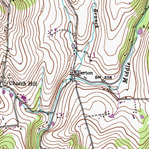 Topographic Map of Ellerton, MD