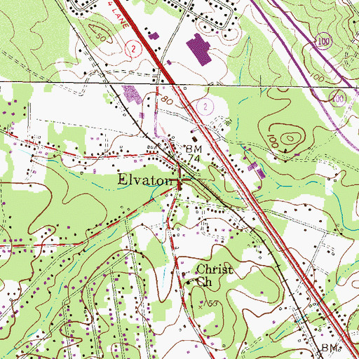 Topographic Map of Elvaton, MD