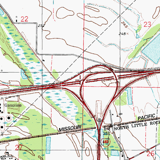 Topographic Map of Interchange 159, AR