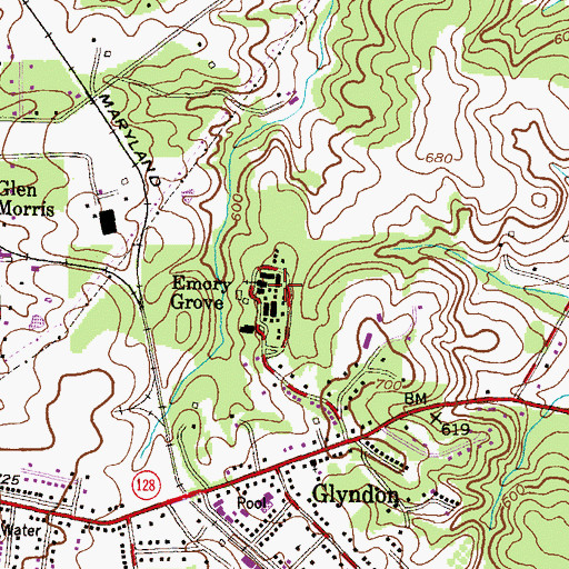 Topographic Map of Emory Grove, MD