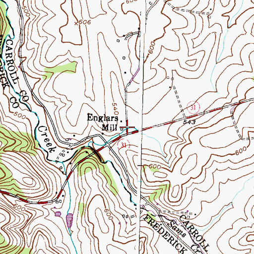 Topographic Map of Englars Mill, MD