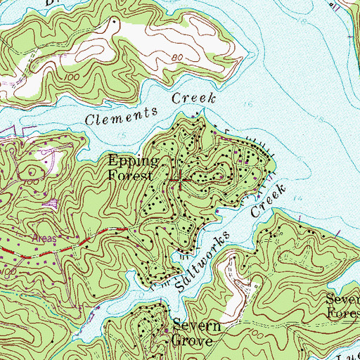 Topographic Map of Epping Forest, MD