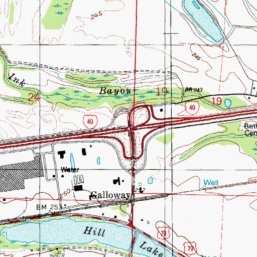 Topographic Map of Interchange 161, AR