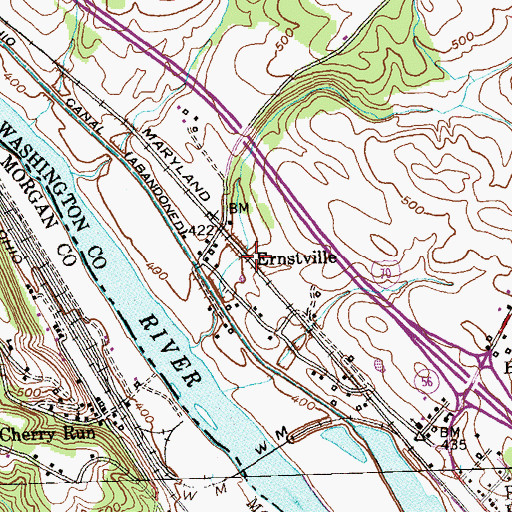 Topographic Map of Ernstville, MD