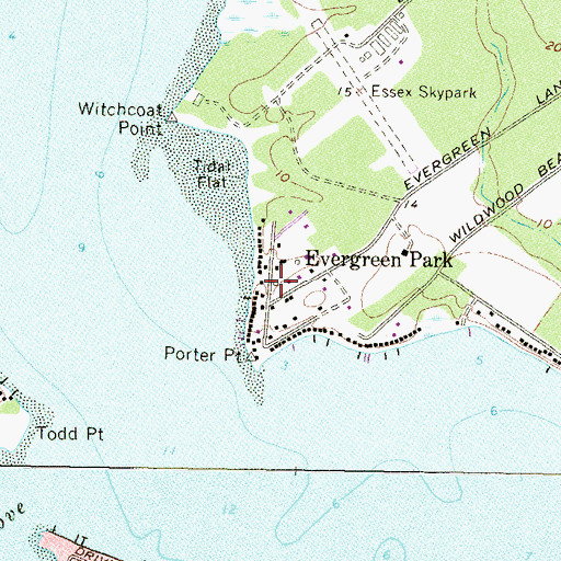 Topographic Map of Evergreen Park, MD