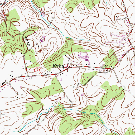 Topographic Map of Evna, MD
