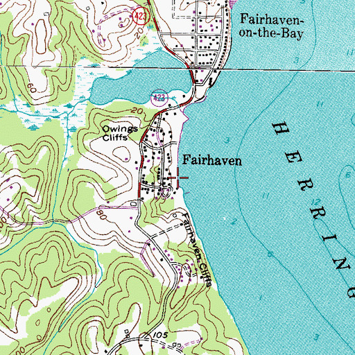 Topographic Map of Fairhaven, MD