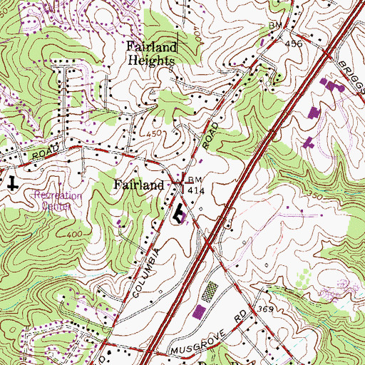 Topographic Map of Fairland, MD