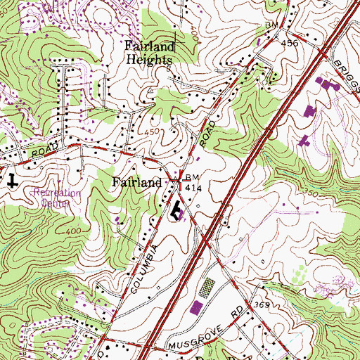 Topographic Map of Fairland, MD