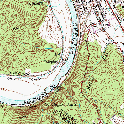 Topographic Map of Fairplay, MD