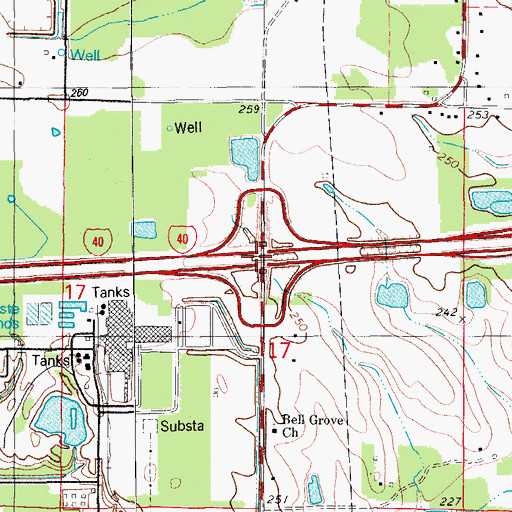 Topographic Map of Interchange 169, AR