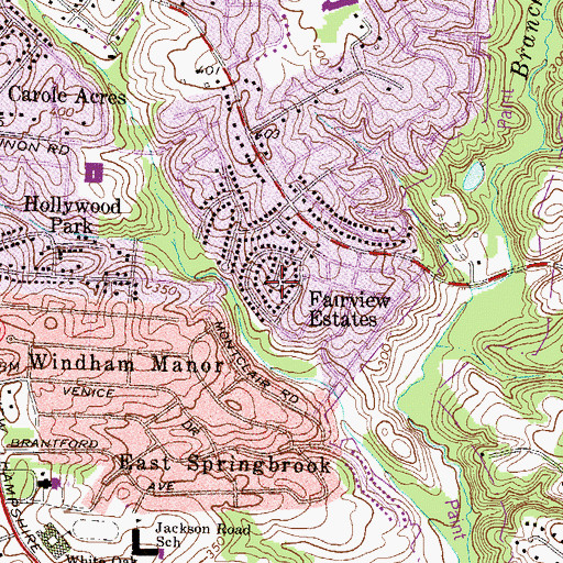 Topographic Map of Fairview Estates, MD