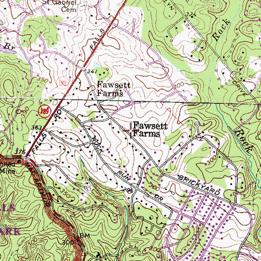 Topographic Map of Fawsett Farms, MD