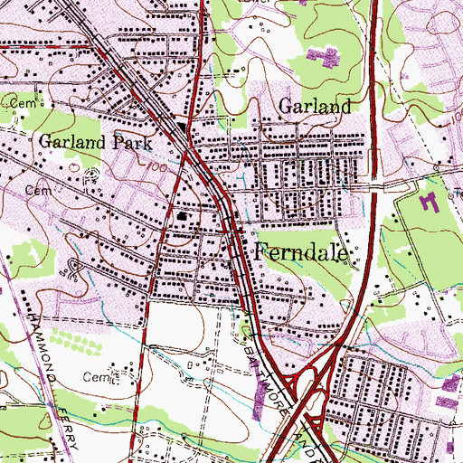 Topographic Map of Ferndale, MD