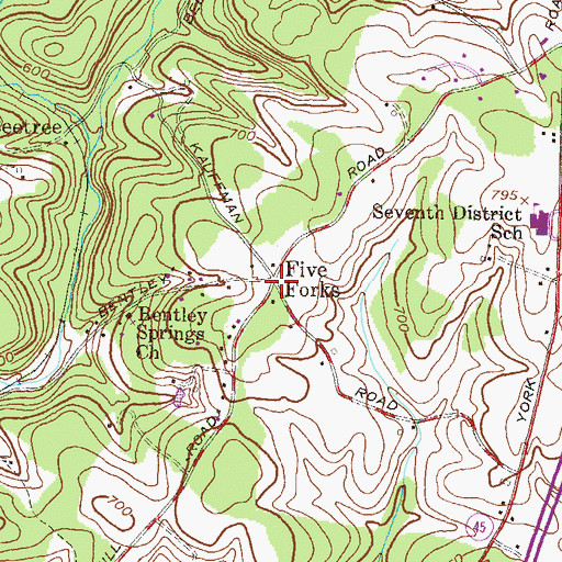 Topographic Map of Five Forks, MD