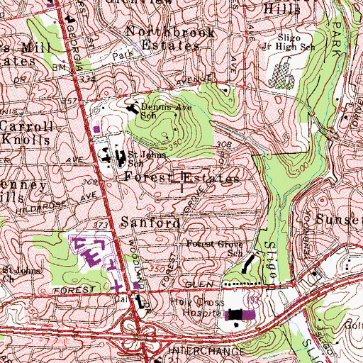 Topographic Map of Forest Estates, MD