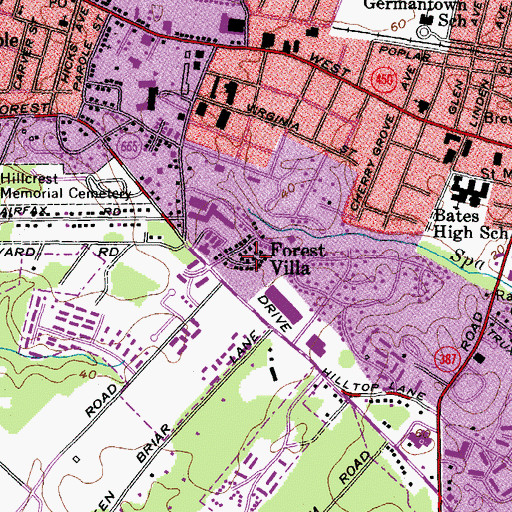 Topographic Map of Forest Villa, MD
