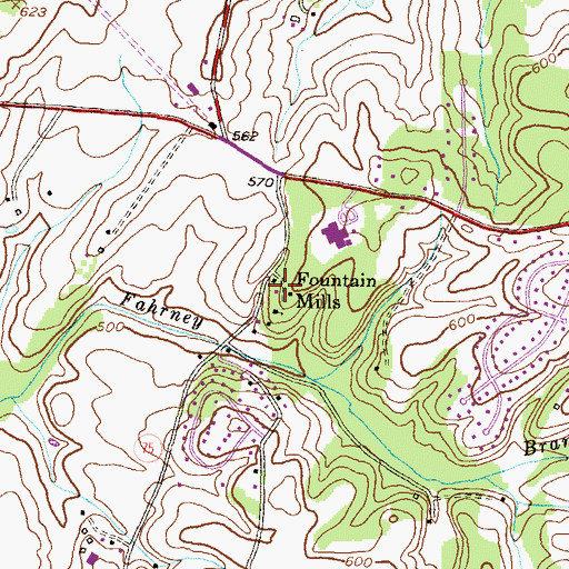 Topographic Map of Fountain Mills, MD