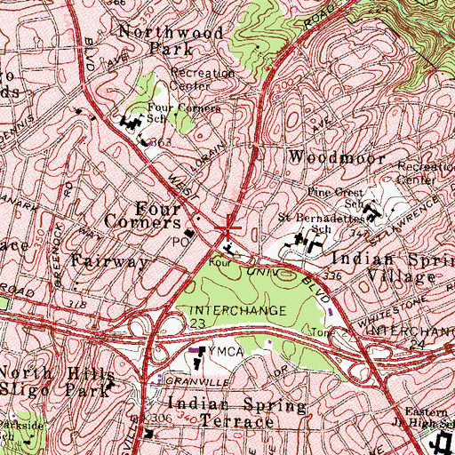 Topographic Map of Four Corners, MD