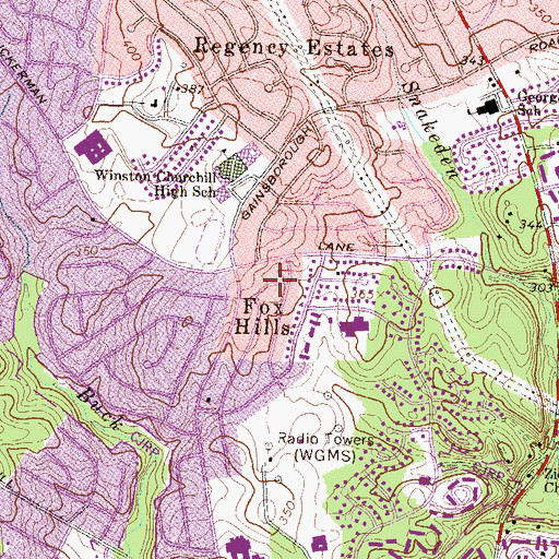 Topographic Map of Fox Hills, MD