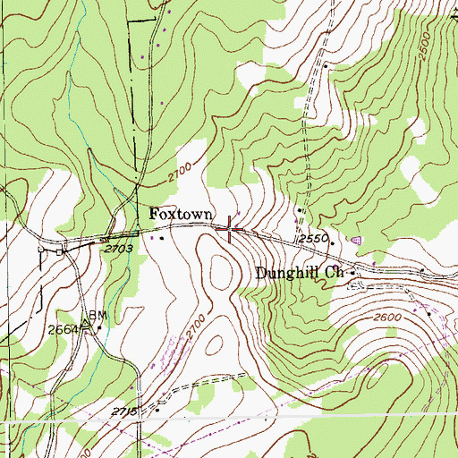 Topographic Map of Foxtown, MD