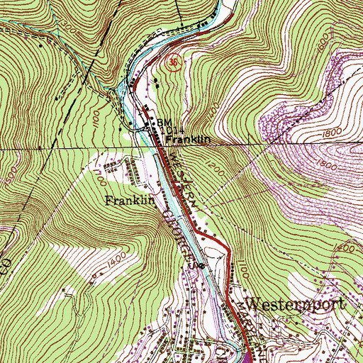 Topographic Map of Franklin, MD