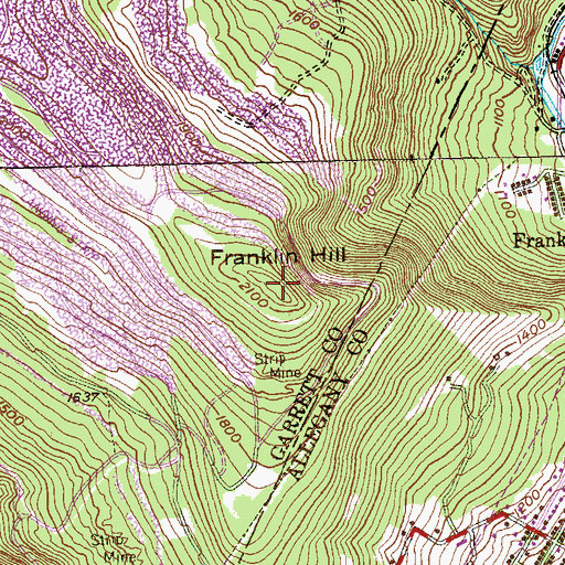 Topographic Map of Franklin Hill, MD