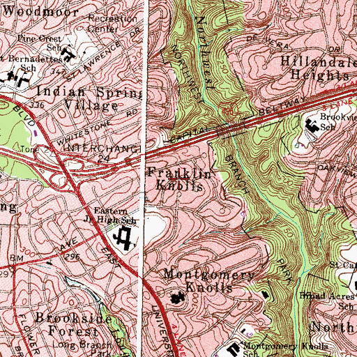 Topographic Map of Franklin Knolls, MD