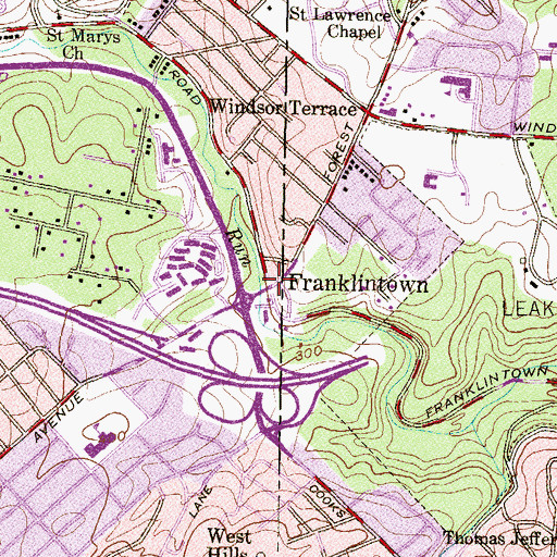 Topographic Map of Franklintown, MD