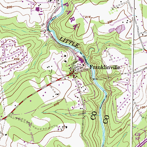 Topographic Map of Franklinville, MD