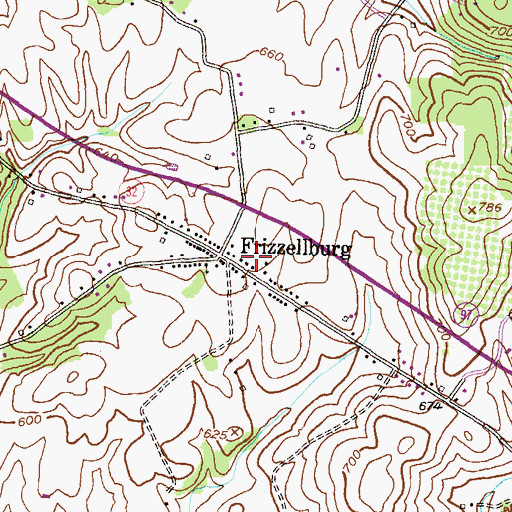 Topographic Map of Frizzellburg, MD