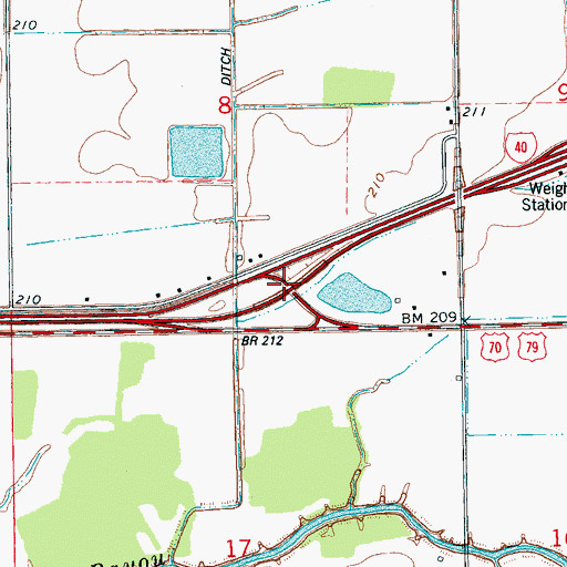 Topographic Map of Interchange 273, AR