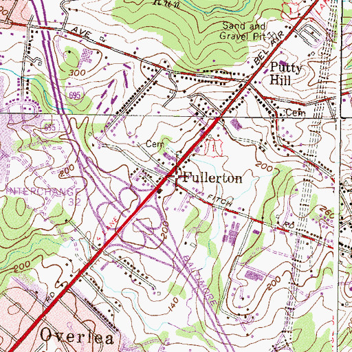 Topographic Map of Fullerton, MD