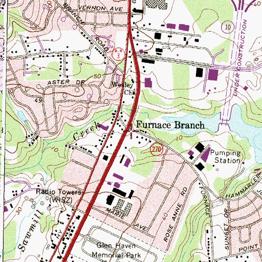 Topographic Map of Furnace Branch, MD