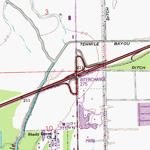 Topographic Map of Interchange 275, AR