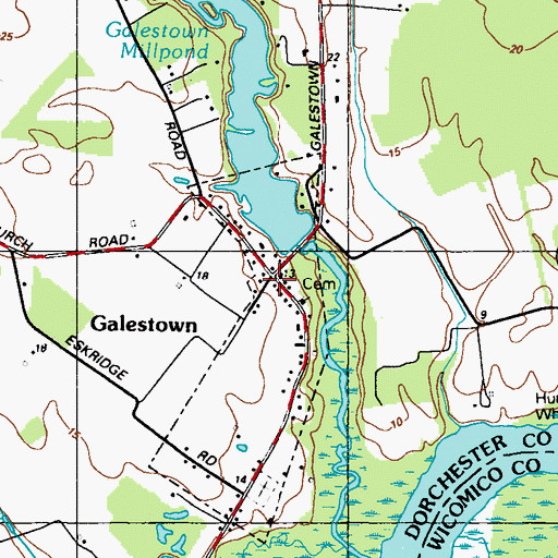 Topographic Map of Galestown, MD