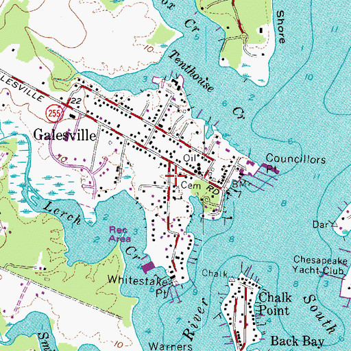 Topographic Map of Galesville, MD