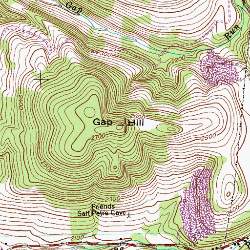 Topographic Map of Gap Hill, MD