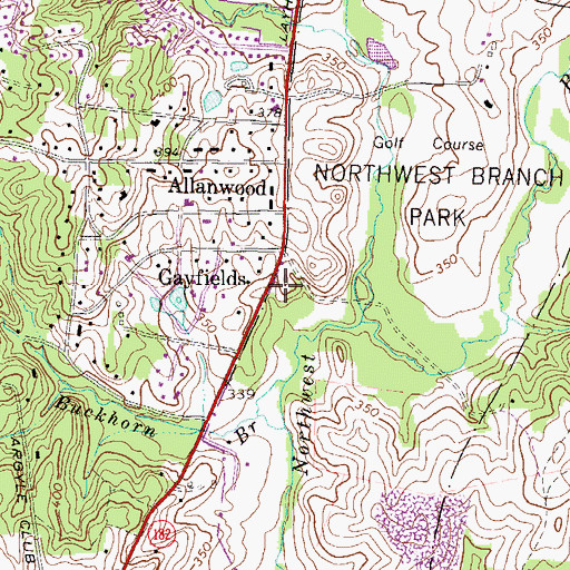 Topographic Map of Gayfields, MD