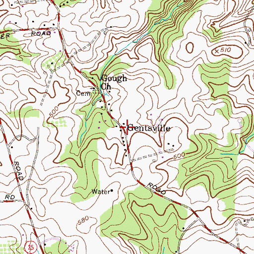 Topographic Map of Gentsville, MD
