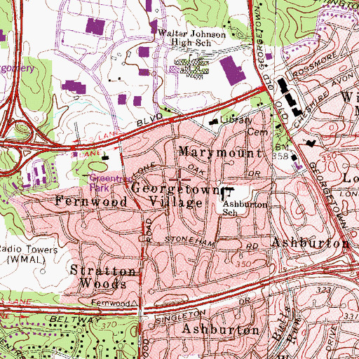 Topographic Map of Georgetown Village, MD