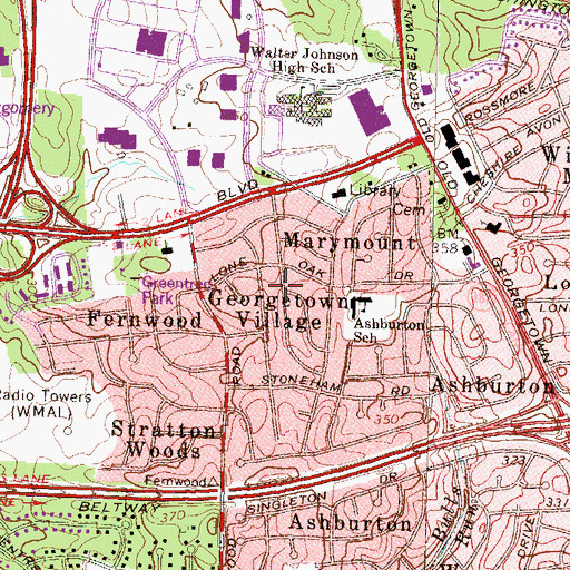 Topographic Map of Georgetown Village, MD