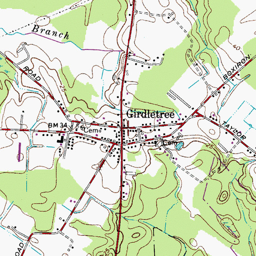 Topographic Map of Girdletree, MD