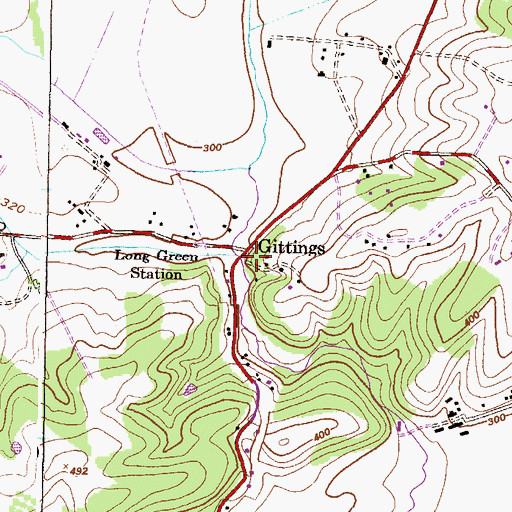 Topographic Map of Gittings, MD