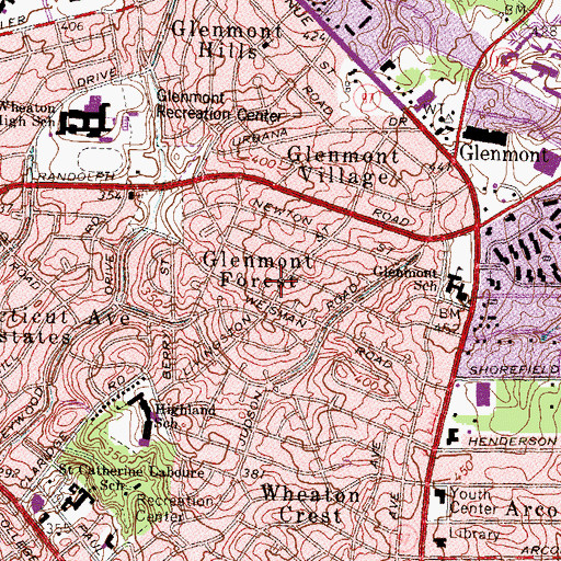 Topographic Map of Glemont Forest, MD